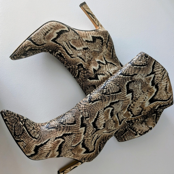 Vince Camuto Shoes - Vince Camuto Snake Print Heeled Boots